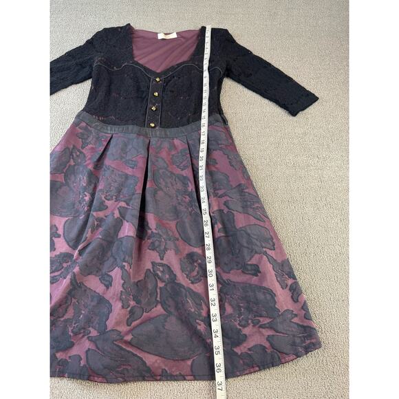 Gunbeyi Dress Dark Romantic Mid Century Lace Floral Size Medium - Picture 8 of 9